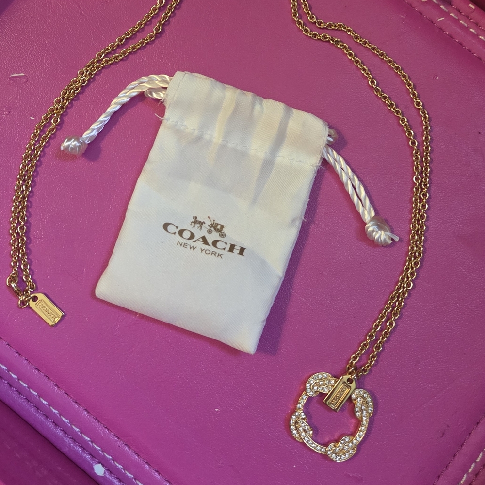Coach Gold Necklace with Knot Pendant